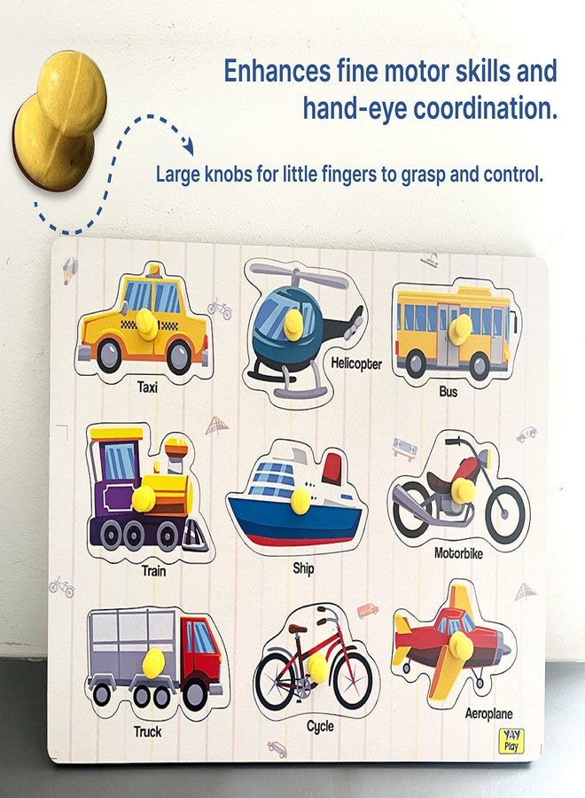 YaYplay Yay Play Wooden Transport Shape Puzzle - Educational Kids Toys for 2-5 Years Boy, Vivid Colors Development Aid, Toys for 2+ Year Old Boy, Easy to Grab Learning Shapes - Image 4